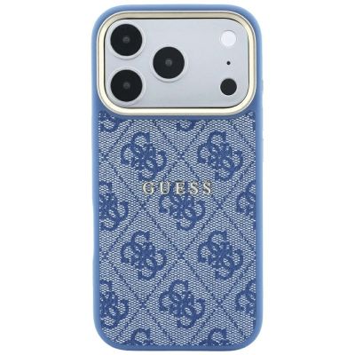3. Etui Guess Embossed 4G Classic MagSafe na iPhone 17 Pro Max / 18 Pro Max - niebieskie