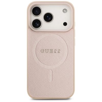 3. Etui Guess Saffiano Classic Logo MagSafe na iPhone 17 Pro - różowe