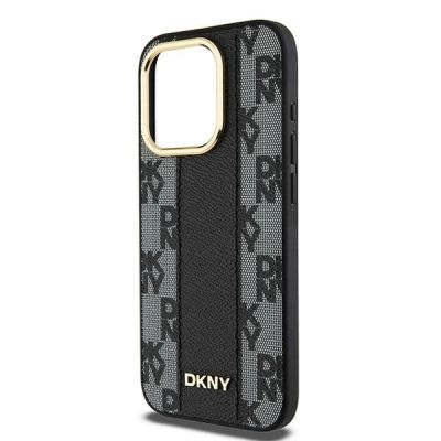 6. Etui DKNY Leather Checkered Mono Pattern MagSafe na iPhone 15 Pro Max - czarne