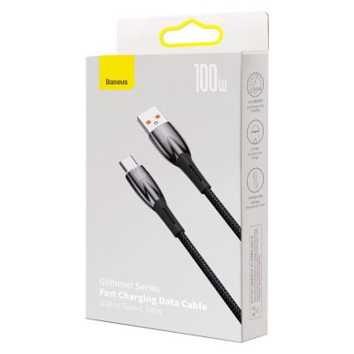 5. Baseus Glimmer Series kabel do szybkiego ładowania USB-A - USB-C 100W 480Mb/s 1m czarny