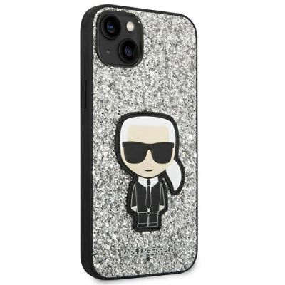 4. Etui Karl Lagerfeld Glitter Flakes Ikonik na iPhone 14 Plus - srebrne