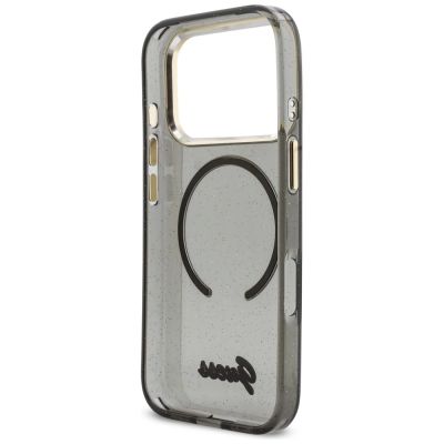 7. Etui Guess IML Glitters Script Strap MagSafe na iPhone 17 Pro - czarne