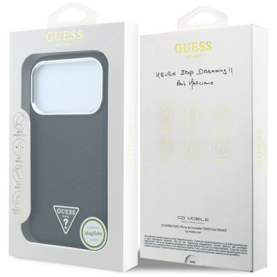 8. Etui Guess Grained Triangle Logo MagSafe na iPhone 17 Pro Max / 18 Pro Max - czarne