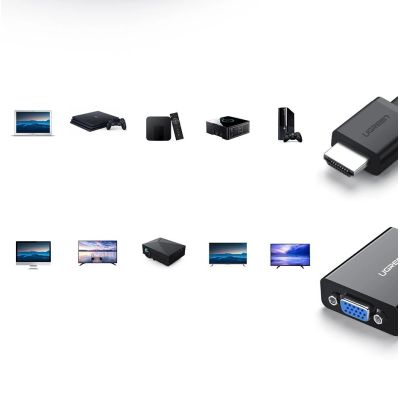 3. Ugreen adapter przejściówka HDMI - VGA micro USB / audio 3,5 mm mini jack czarny (40248)
