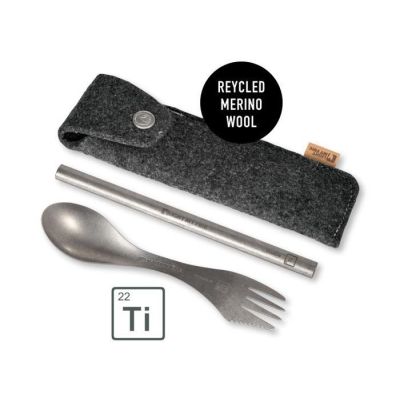 Sztućce turystyczne w etui Light My Fire Spork & Straw Kit Titanium