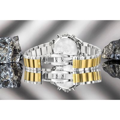 8. Zegarek Damski Giewont Sapphire Srebrno Złoty GW3670-B4