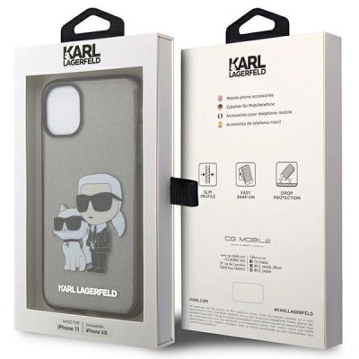 8. Etui Karl Lagerfeld Glitter Karl&Choupette na iPhone 11 / Xr - czarne