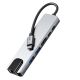 5. Adapter Tech-Protect HB02 HUB Adapter 6w1 USB-C + USB2.0 + USB3.0 + HDMI 4K 30Hz + RJ45 + PD100W - szary