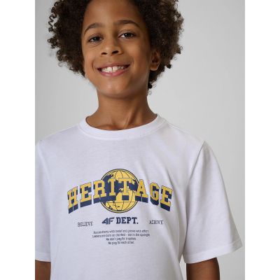3. T-shirt regular z nadrukiem chłopięcy 4F 4FJRAW26TTSHM4523-10S