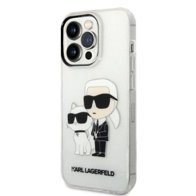 2. Etui Karl Lagerfeld Glitter Karl&Choupette na iPhone 14 Pro - przezroczyste