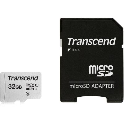 SD microSD Card  32GB Transcend SDHC USD300S-A w/Adapter