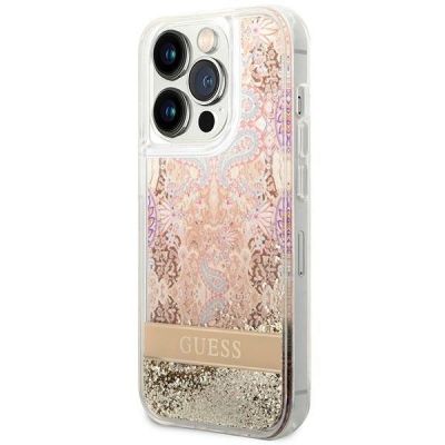 2. Etui Guess Paisley Liquid Glitter na iPhone 14 Pro - złote