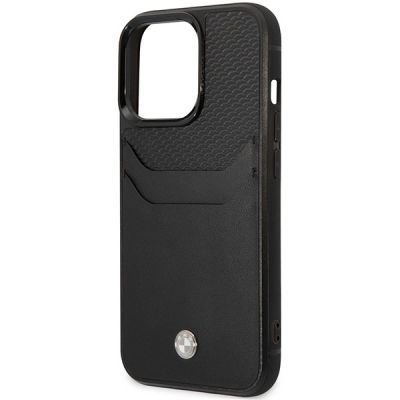 6. Etui BMW Leather Card Slot na iPhone 14 Pro - czarne
