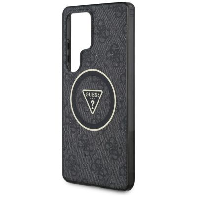 6. Etui Guess 4G Glitter Triangle Buttons MagSafe do Samsung Galaxy S25 Ultra czarny
