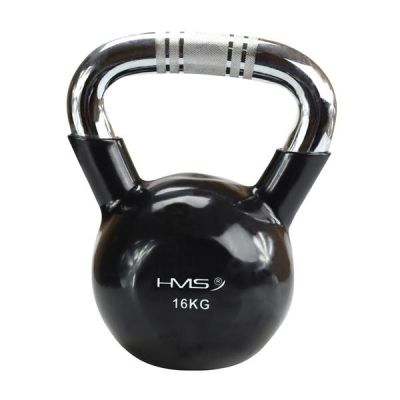 10. Kettlebell żeliwny uchwyt chrom radełkowany HMS KTC12 BLACK 