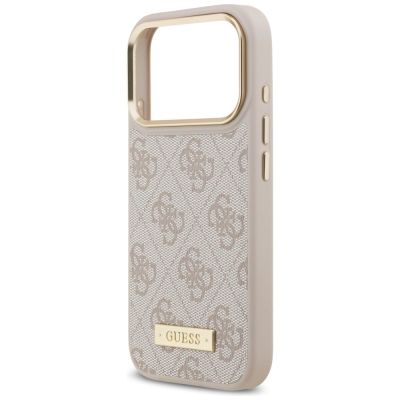 6. Etui Guess 4G Logo Plate MagSafe na iPhone 17 Pro - różowe