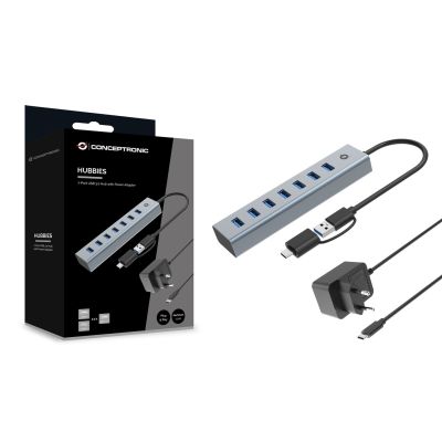 4. Conceptronic HUBBIES21GP huby i koncentratory USB 3.2 Gen 1 (3.1 Gen 1) Type-A 5000 Mbit/s Szary