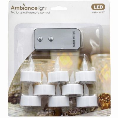 16. ZESTAW 8 ŚWIECZEK TEA LIGHT LED Z PILOTEM