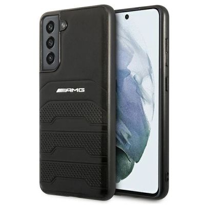 Etui AMG Leather Debossed Lines na Samsung Galaxy S21 FE - czarne