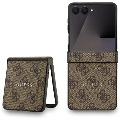 Etui Guess 4G Classic MagSafe na Samsung Galaxy Z Flip 7 - brązowe