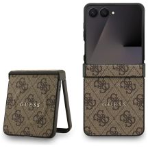 Etui Guess 4G Classic MagSafe na Samsung Galaxy Z Flip 7 - brązowe