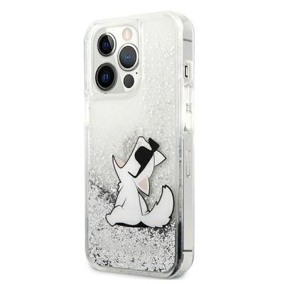 2. Etui Karl Lagerfeld Liquid Glitter Choupette Fun na iPhone 13 Pro Max 6,7" - srebrne