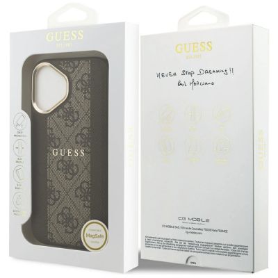 8. Etui Guess 4G Stripe MagSafe na iPhone 17 - brązowe
