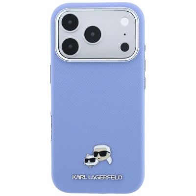 3. Etui Karl Lagerfeld Grained Heads Metal MagSafe na iPhone 18 Pro / 17 Pro - niebieskie