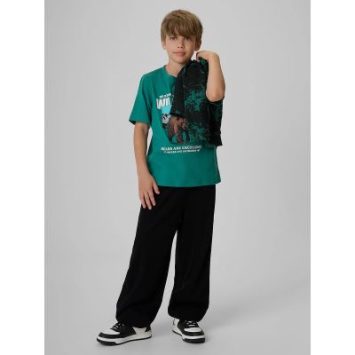 4. T-shirt regular z nadrukiem chłopięcy 4F 4FJKAW26TTSHM4456-46S