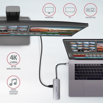 6. Axagon HMC-5 stacja dokująca Przewodowa USB 3.2 Gen 1 (3.1 Gen 1) Type-C Szary
