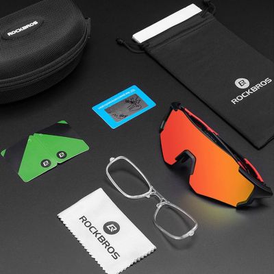 8. Okulary rowerowe Rockbros 10182 polaryzujące - czerwone