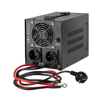 2. Zasilacz awaryjny KEMOT PROsinus-500 przetwornica z czystym przebiegiem sinusoidalnym i funkcją ładowania 12V 230V 500VA/300W - kolor czarny