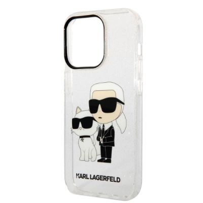 6. Etui Karl Lagerfeld Glitter Karl&Choupette na iPhone 14 Pro - przezroczyste