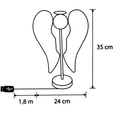 4. ANIOŁ DEKORACYJNY SKRZYDŁA DREWNIANY 106 LED INFINITY 37CM USB LUCA