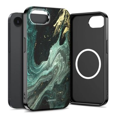 Etui Tech-Protect Lamano MagSafe na iPhone 16e / 17e - czarno-zielone