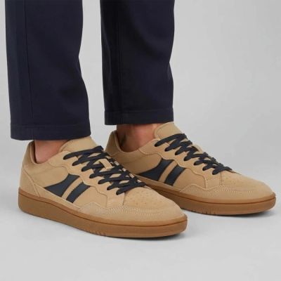 6. Skórzane półbuty męskie sneakersy beżowe Filippo MP7794