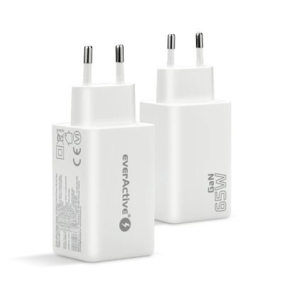 6. EVERACTIVE ŁADOWARKA SIECIOWA GAN 1 X USB, 2 X USB-C QUICK CHARGE 4+ 65W BIAŁA SC-655Q