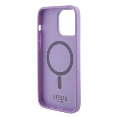 7. Etui Guess Saffiano MagSafe do iPhone 15 Pro Max - fioletowe