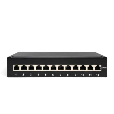 5. Digitus Panel krosowy desktop 12x RJ45, LSA poziom, kat.6A, ekranowany, czarny, prowadnica kabli