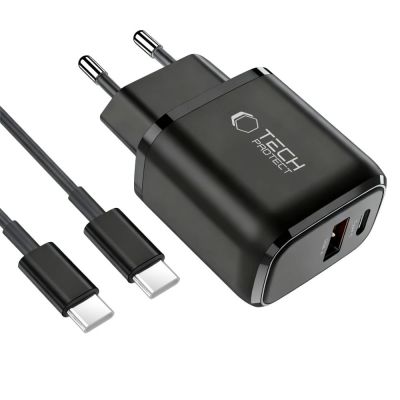 2. Ładowarka sieciowa Tech-Protect NCA45W-GAN 2-Porty 45W z kablem USB-C - czarna