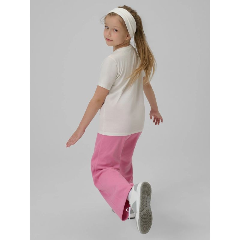 2. T-shirt regular z nadrukiem dziewczęcy 4F 4FJRSS26TTSHF3455-11S