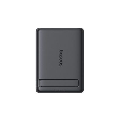 7. Powerbank Baseus PicoGo AM31 Qi2 5000mAh 20W kompatybilny z MagSafe z podstawką (z czarnym kablem Simple Braided USB-C - USB-C 30cm) - czarny