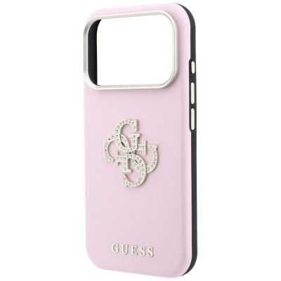 6. Etui Guess Smooth & Big Strass Logo na iPhone 18 Pro / 17 Pro - różowe