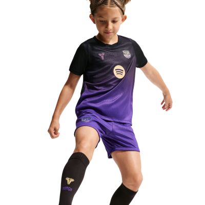 6. Komplet piłkarski dla dzieci Nike FC Barcelona Stadium Away 2026/27 fioletowo-czarny II1649 505
