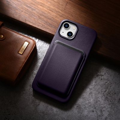 18. iCarer Case Leather pokrowiec etui z naturalnej skóry do iPhone 14 Plus ciemnofioletowy (kompatybilne z MagSafe)