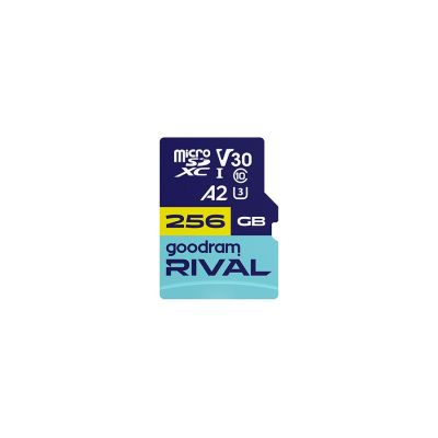 6. GOODRAM microSDXC 256GB V30 A2 UHS I U3 RIVAL + adapter
