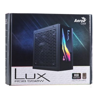 6. Zasilacz Aerocool LUX AEROPGSLUXRGB-550 (550 W; 120 mm)