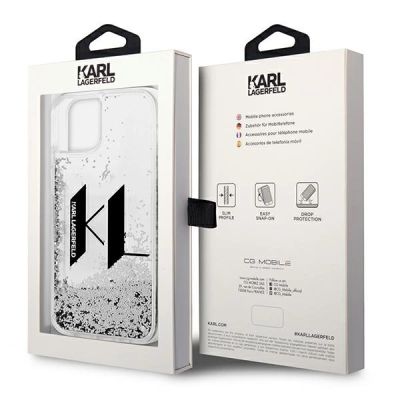 8. Etui Karl Lagerfeld Liquid Glitter Big KL na iPhone 14 - srebrne