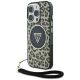 Etui Guess HC IML Leopard Triangle Cord Strap MagSafe do iPhone 16 Pro - brązowe