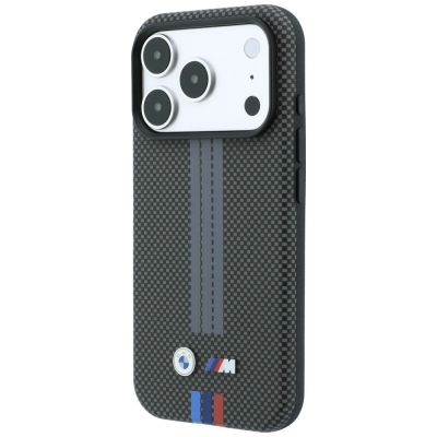 2. Etui BMW M Quadrille Kevlar Tricolor Print Lines MagSafe na iPhone 18 Pro Max / 17 Pro Max - ciemnoszare